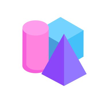 İzometrik geometrik renkli rakamlar Fuar