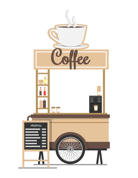 Kaffeestand mit Brettmenü-Vektor-Illustration — Stockvektor