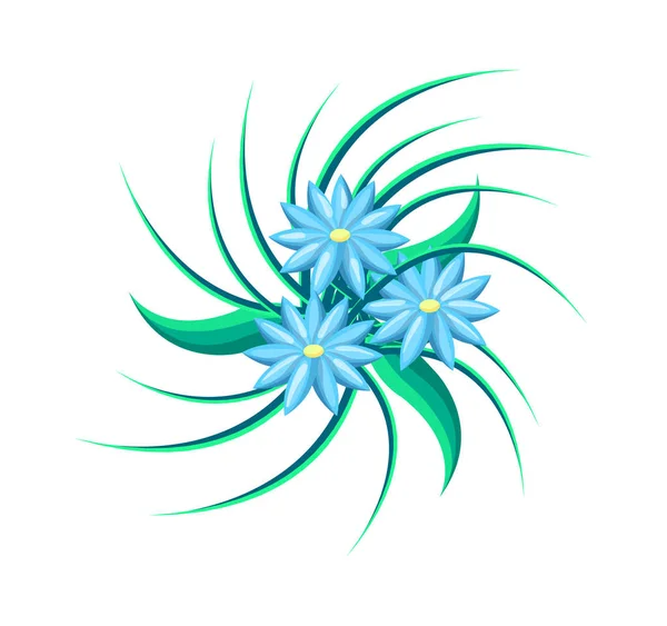 Fleur tropicale avec des feuilles Illustration vectorielle — Image vectorielle