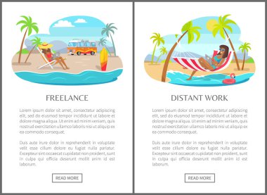 Serbest ve uzak çalışma ticari afiş kümesi