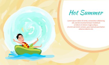 Sıcak yaz Poster Boy çörek vektör üzerinde sürme ile