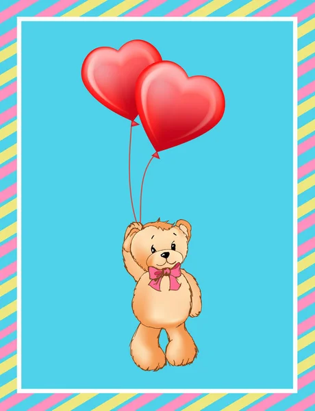 Ich liebe dich Beschriftung auf Plakat niedlicher Teddybär — Stockvektor