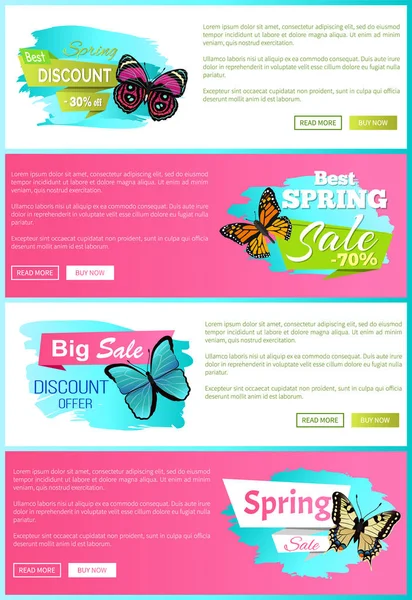 La mejor opción Venta de primavera Etiquetas Carteles Mariposa — Vector de stock