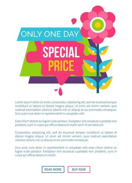 Solo un giorno prezzo speciale pubblicità Adesivo — Vettoriale Stock