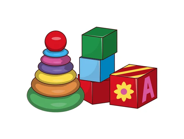 Pyramide pour enfants, Cubes Premiers Bébés Constructeurs — Image vectorielle