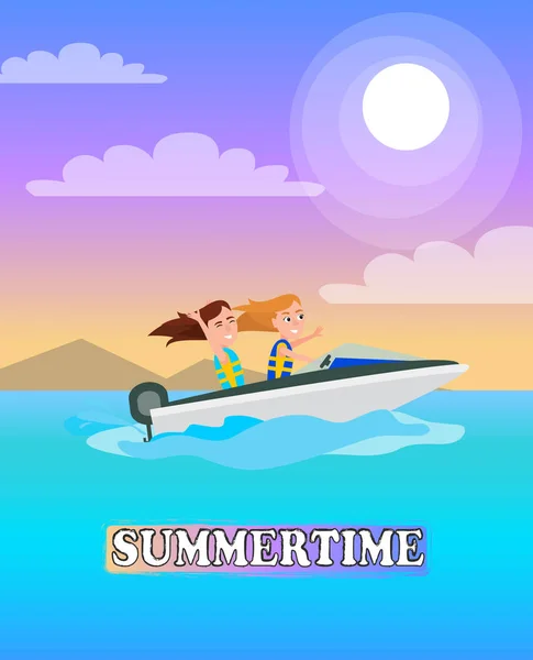 Summertime Poster Boating Activity Summer Vector — Stock Vector