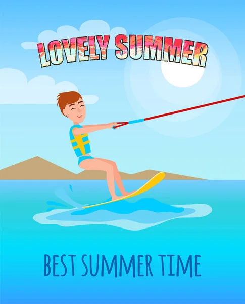 Lovely Summer Best Summertime Poster Kitesurfing — Stock Vector