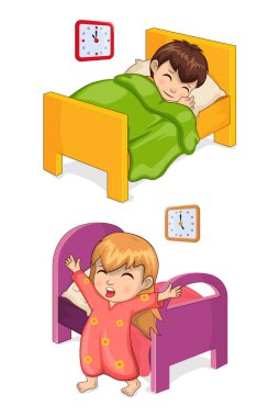 Çocuk yatak koleksiyonu vektör çizim içinde uyku