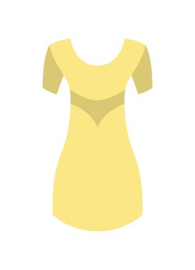 Yuvarlak yaka kısa kollu vektör ile sarı elbise