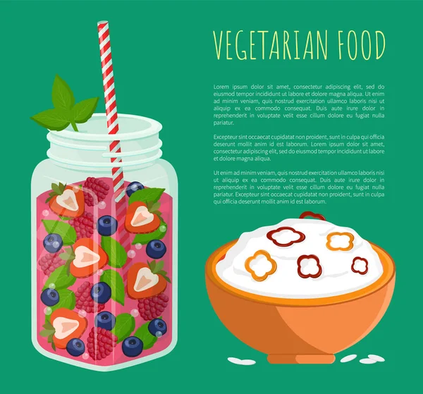 Poster di cibo vegetariano Detox Diet Concept Vector — Vettoriale Stock