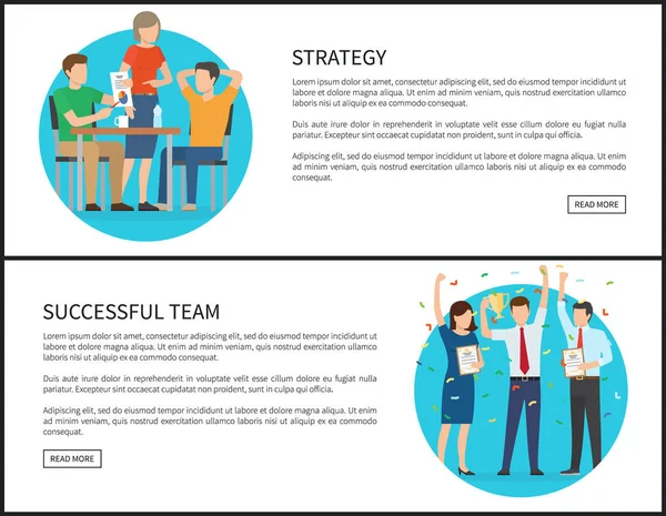 Equipo exitoso y estrategia Vector Ilustración — Vector de stock