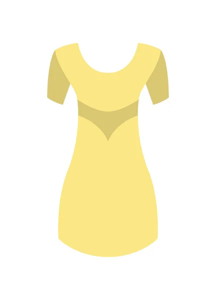 Gul klänning med rund krage Kortärmad vektor — Stock vektor