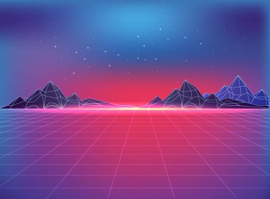 80'li yıllarda fütüristik zemin stil ile kozmik motifi