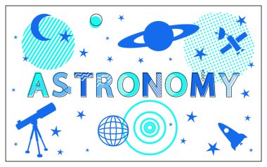 Astronomi Poster ve yıldız vektör çizim ayarla