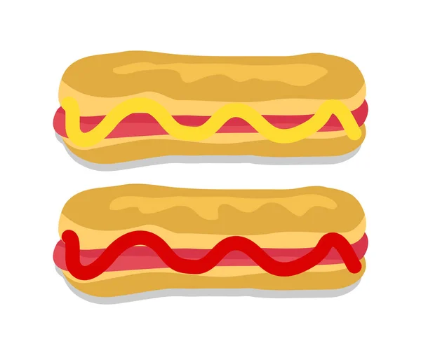 Collection Hot Dogs avec illustration vectorielle de sauce — Image vectorielle