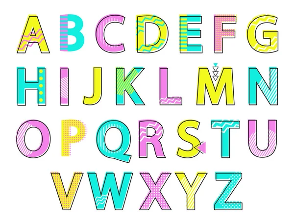 Alfabeto colorato lettere impostare vettoriale illustrazione — Vettoriale Stock