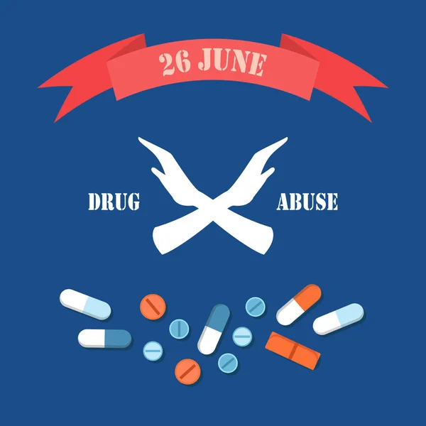 Drug Abuse 26 juni affisch vektorillustration — Stock vektor