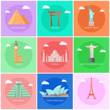 Dünya ünlü turistik Meydanı Promo posterler ayarla