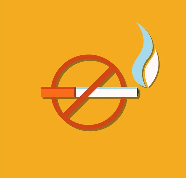 Aucun signe de tabagisme croisé brûlant vecteur de cigarette — Image vectorielle