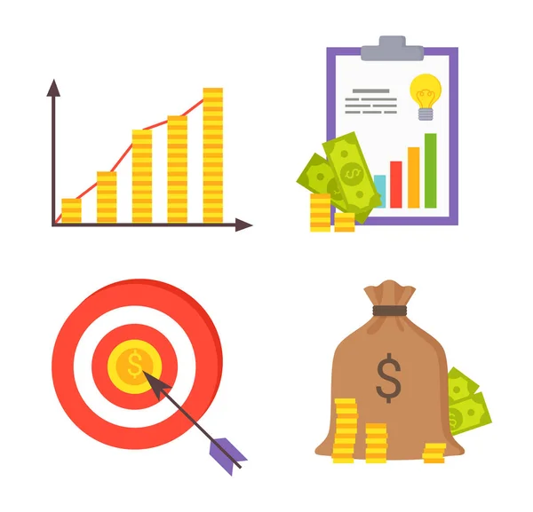 Finanças Símbolos Coleção Vetor Ilustração —  Vetores de Stock