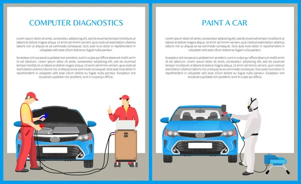Lackierung Auto und Diagnose Vektor Illustration — Stockvektor