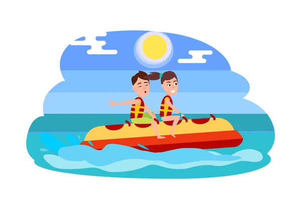 Bateau à bananes Illustration vectorielle d'activités estivales — Image vectorielle