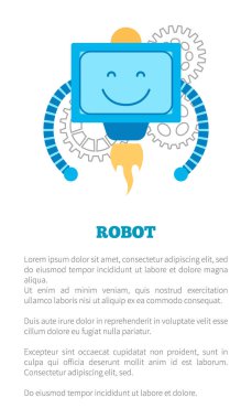 Robot gülümseme Poster metin vektör çizim ile