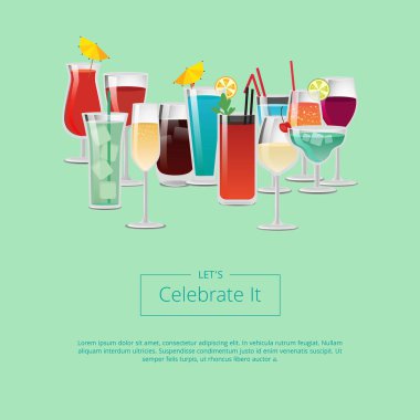 Poster kokteyl şampanya ile kutlamak sağlar