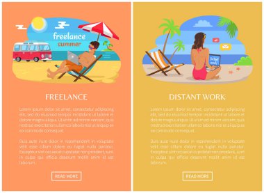 Serbest ve uzak çalışma Promo Web sayfaları kümesi