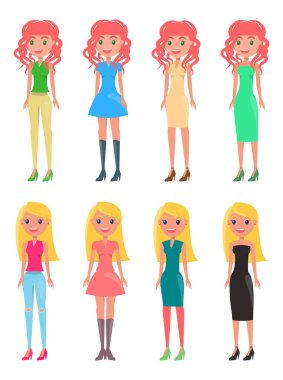 Kızıl ve sarışın kızlar Modern rahat görünüyor