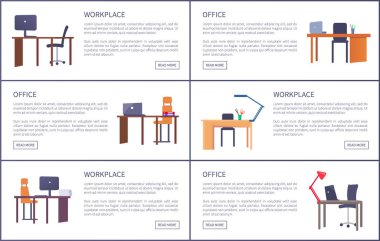 Office çalışma alanı koleksiyonu posterler. Boş tablolar