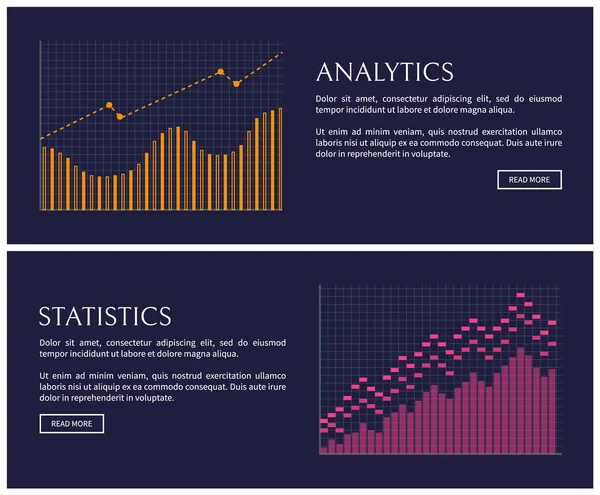 Statistik blå samling vektorillustration — Stock vektor