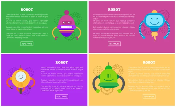 Robots geautomatiseerde mechanismen vectorillustratie — Stockvector