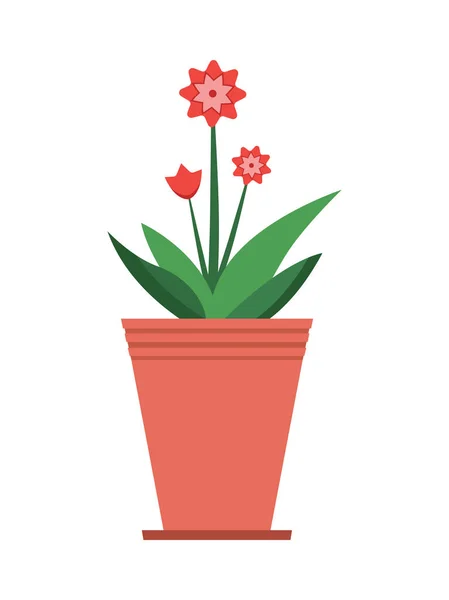 Planta de Mandevilla en maceta marrón Vector Ilustración — Archivo Imágenes Vectoriales