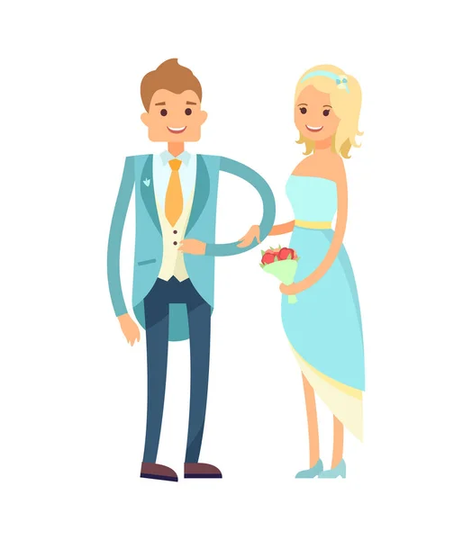 Noiva e noivo no bom humor Vector Ilustração —  Vetores de Stock