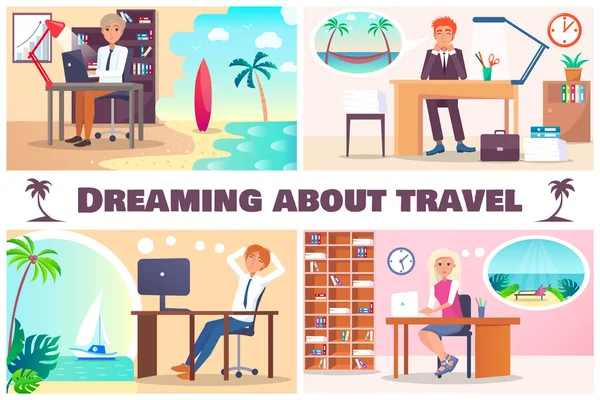 Όνειρα για ταξίδια χρώμα εικονογράφηση διάνυσμα — Διανυσματικό Αρχείο