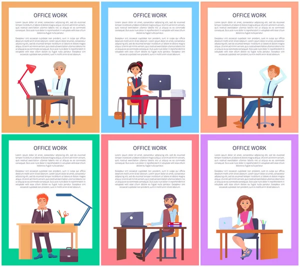 Office iş posterler Set erkek kadın tabloları çalışma