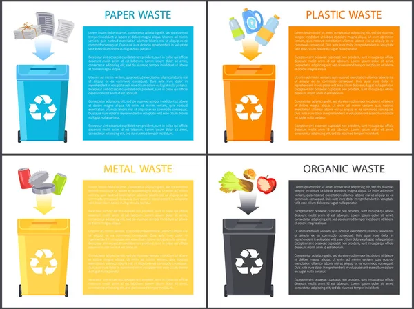 Illustration vectorielle des déchets plastiques et métalliques de papier — Image vectorielle
