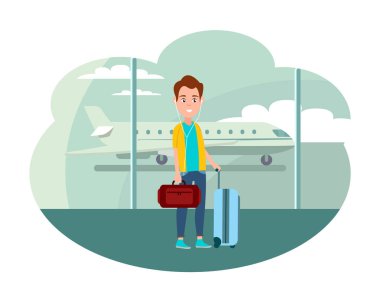 Havaalanı Bagaj adamla hazır ülkeyi terk etmek