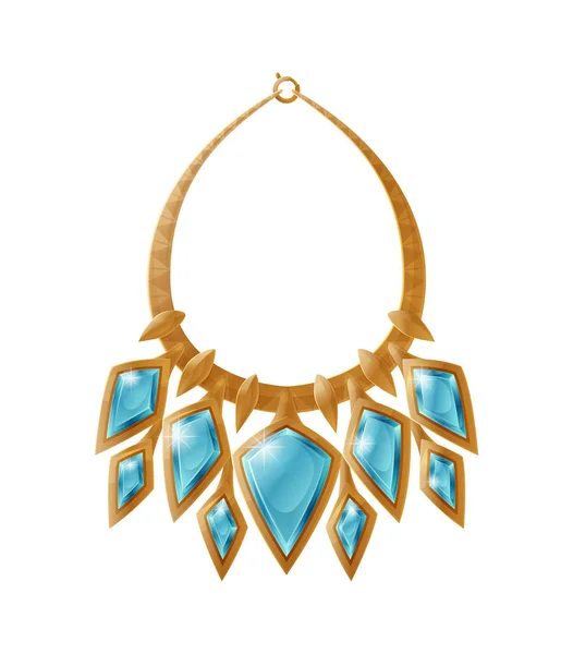 Collar accesorio decorado con piedra preciosa azul — Archivo Imágenes Vectoriales