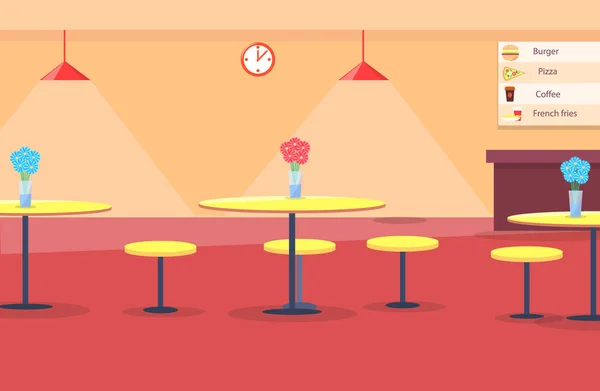 カフェ インテリア テーブルと椅子のベクトル図 — ストックベクタ