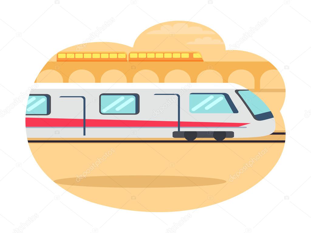 Express-Train Riding Fast Vector Illustration