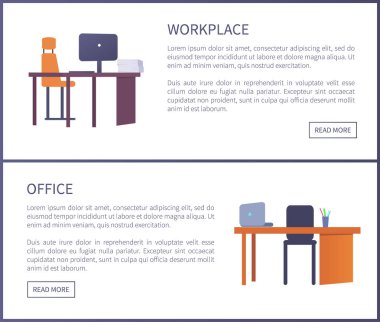 Office çalışma alanı Web afiş kümesi boş tablolar ile