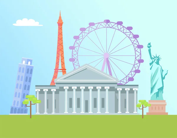 Ilustración vectorial de la Torre Eiffel y el Capitolio — Vector de stock