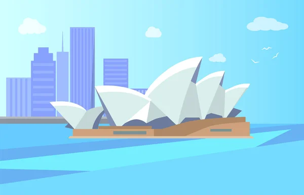 Sydney Opera House and City Vector Illustration — Stock Vector