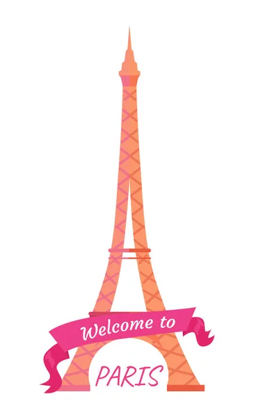 Bienvenido a la Torre Eiffel de París decorada con cinta — Archivo Imágenes Vectoriales