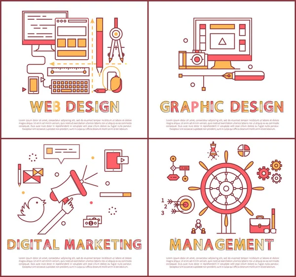 Web and Graphic Design Set Vector Illustration - Stok Vektor