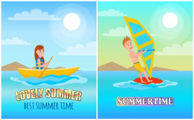 Vektör çizim güzel yaz en iyi zamanını ayarlamak