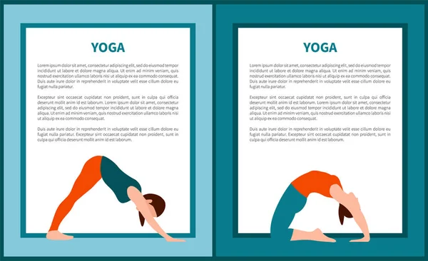 Illustrazione vettoriale di yoga, donna in varie pose — Vettoriale Stock