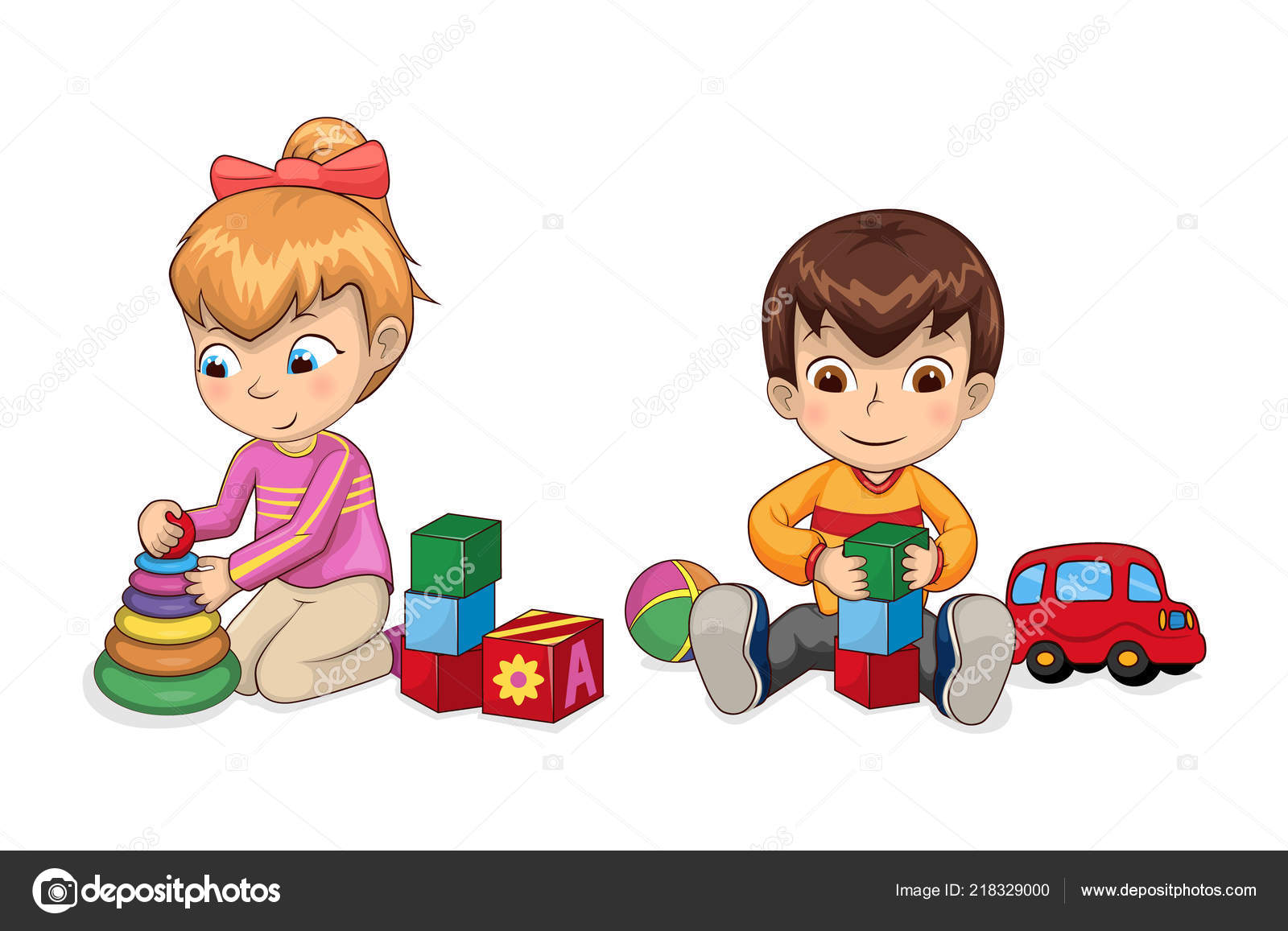 Premium Vector  Child playing with toys